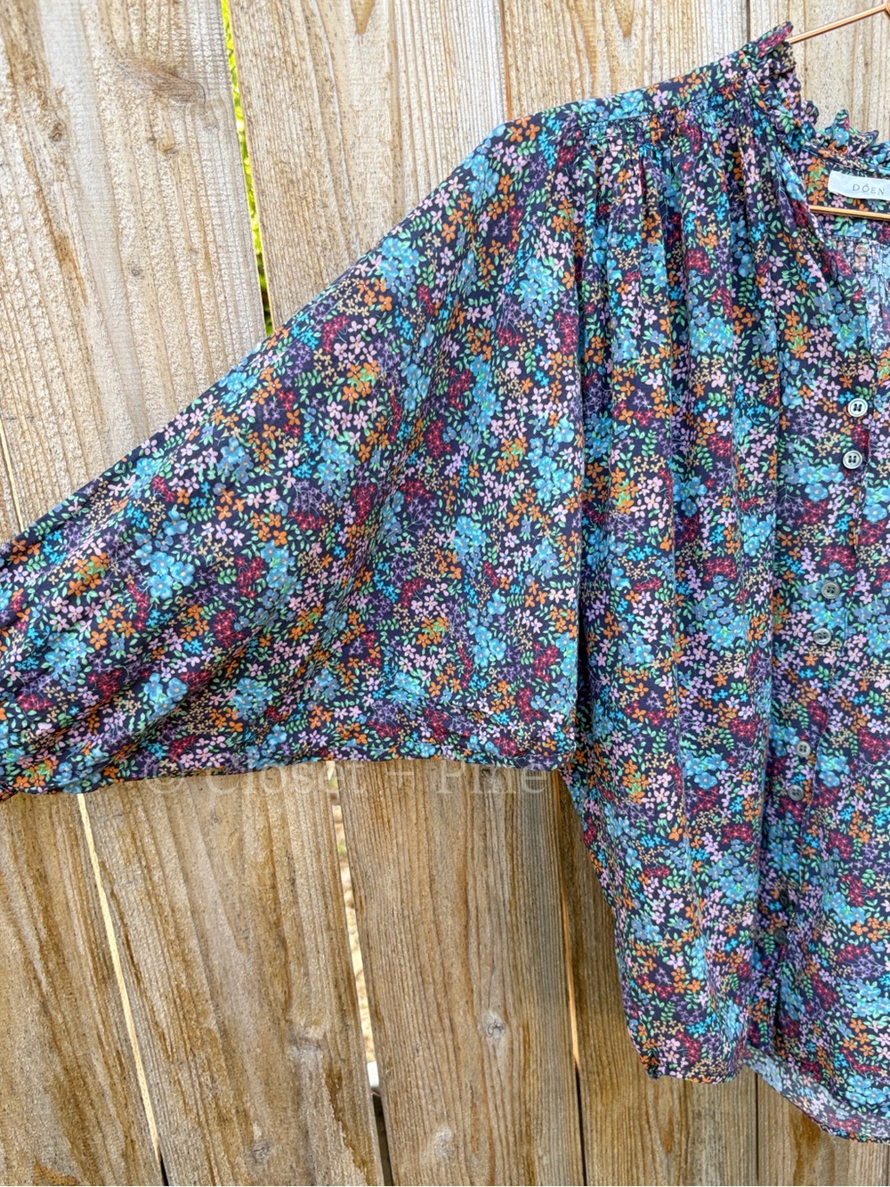 Doen Rose Top in Navy Lady Bird Floral Size XS Blouse Cottagecore Prairie Boho - Picture 10 of 17